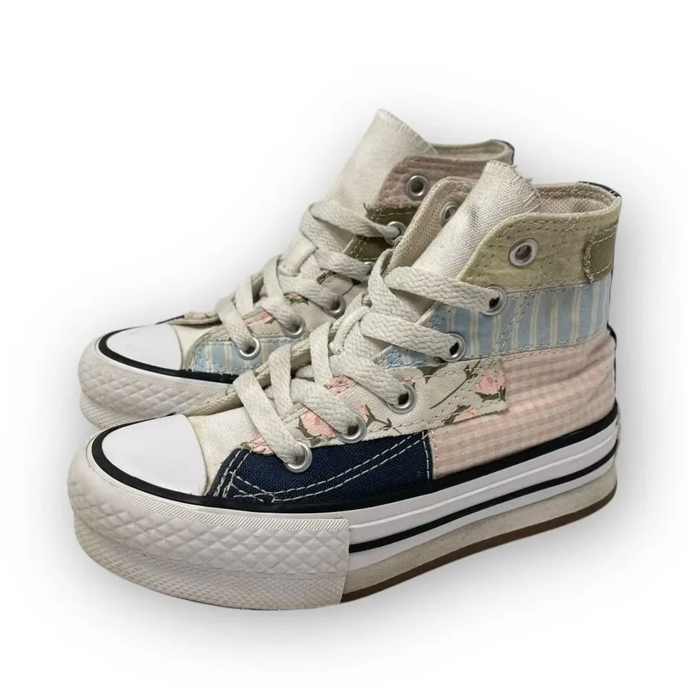 Converse High Top Picnic Patchwork Lace Up Sneaker Shoes Youth Toddler Size 11